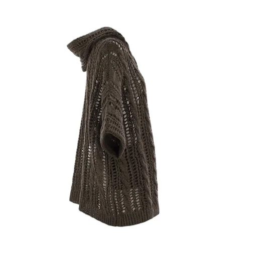 Zip-Up Hooded Knitted Cardigan