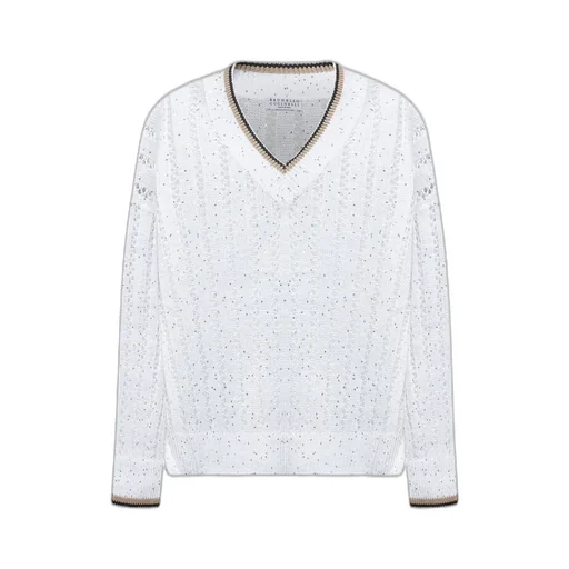 Embellished V-Neck Knitted Jumper
