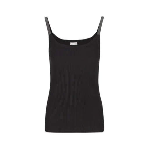 Monile-Embellished Ribbed Top