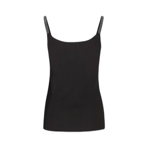 Monile-Embellished Ribbed Top