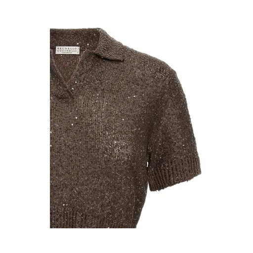 Sequin Embellished Polo Top