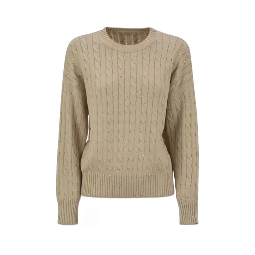 Sequin Embellished Cable-Knit Jumper
