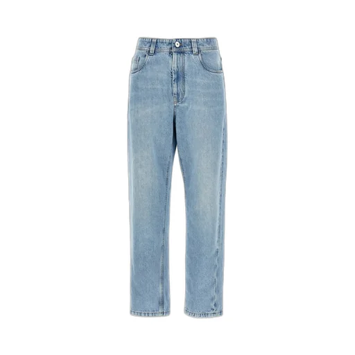 Monili Embellished Denim Baggy Tapered Jeans
