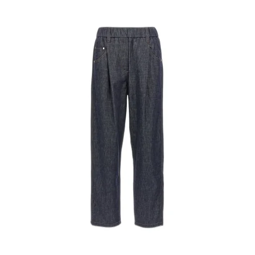Elasticated Waistband Straight-Leg Jeans