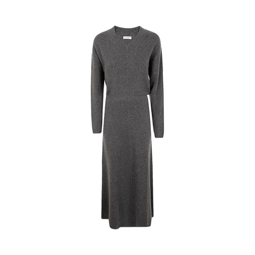 V-Neck Knitted Midi Dress