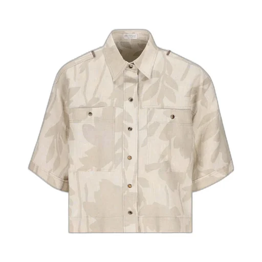 Leaf Printed Short-Sleeved Shirt