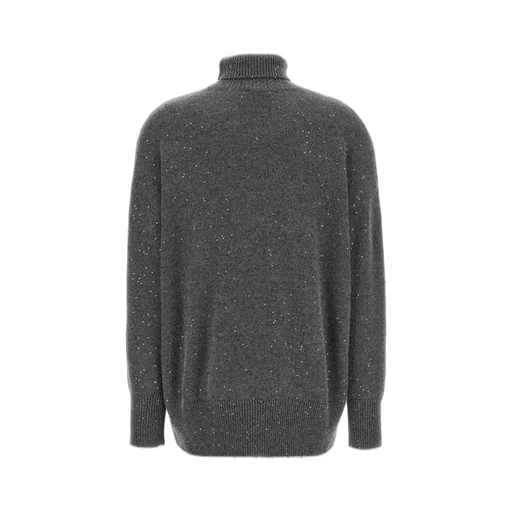 Turtleneck Sequin Embellished Knitted Jumper
