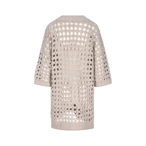 Open-Knitted Straight Hem Cardigan