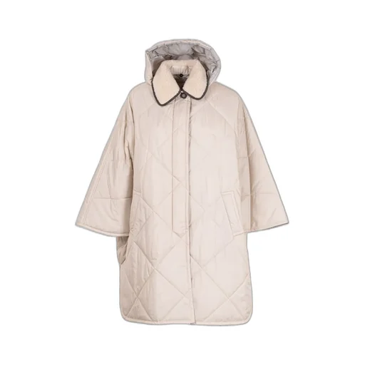 Wide-Sleeved Drawstring Quilted Coat