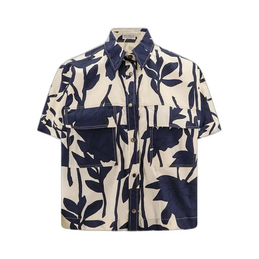 Leaf Printed Short Sleeved Shirt