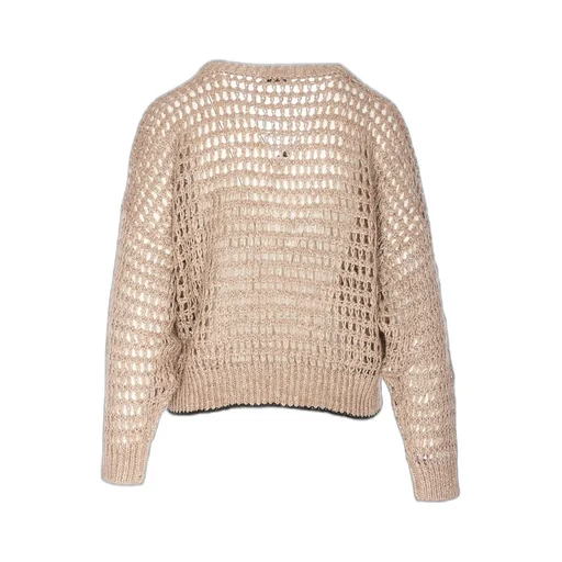 Open-Knitted V-Neck Jumper