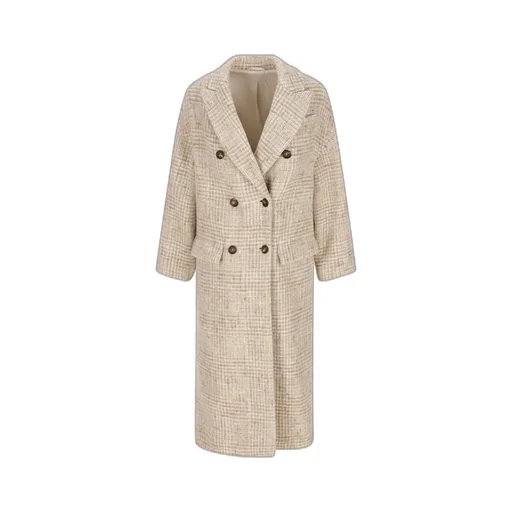 Double-Breasted Checked Coat