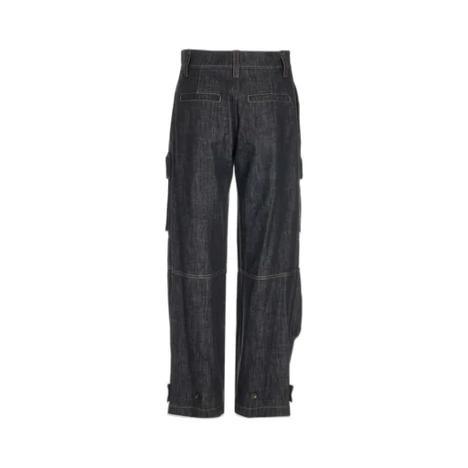 High-Waist Tapered Leg Cargo Jeans