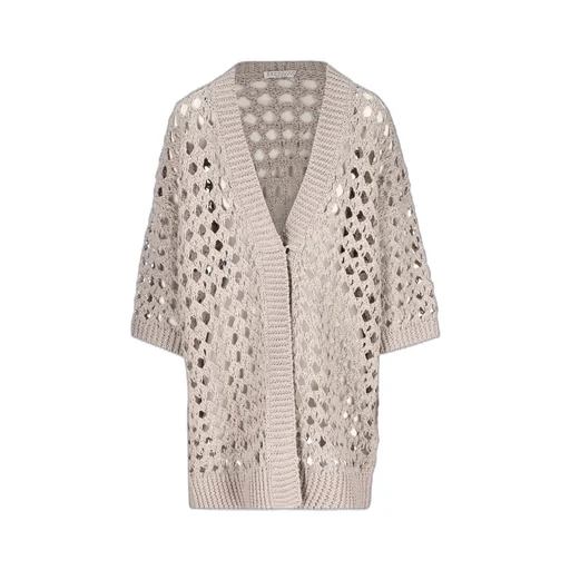 Open-Knitted Straight Hem Cardigan