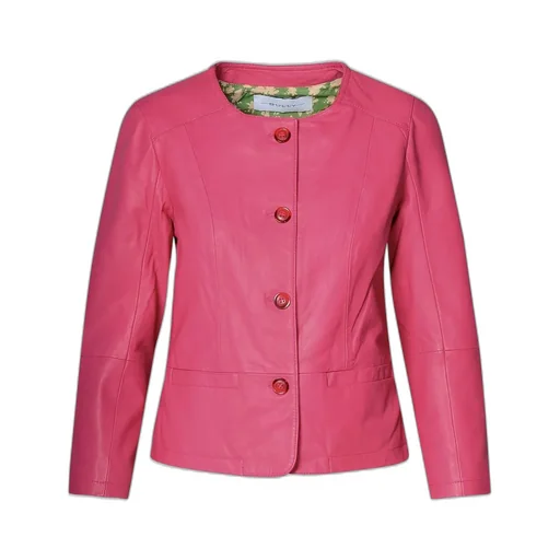 Buttoned Round-Neck Jacket