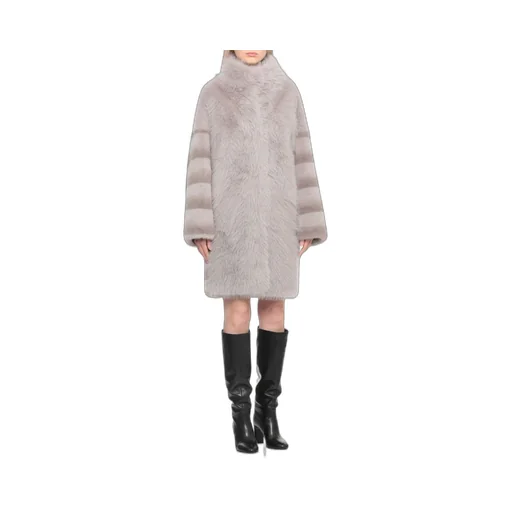 Faux Fur High Neck Coat