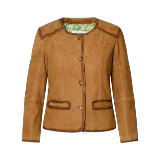 Button-Front Suede Jacket