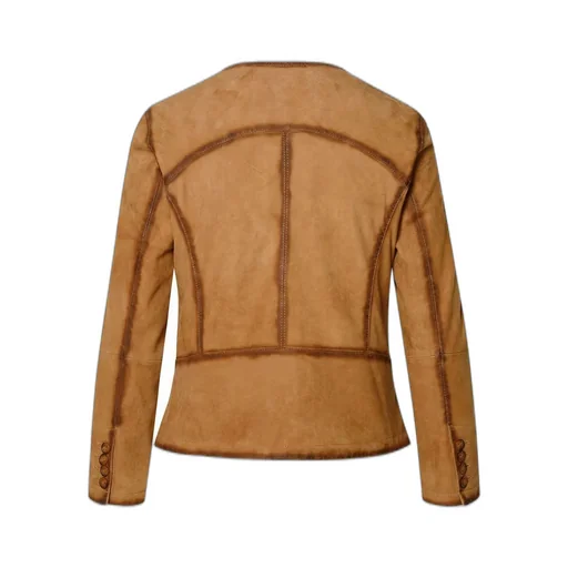 Button-Front Suede Jacket