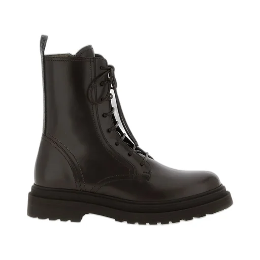 Shiny Loop Detail Combat Boots