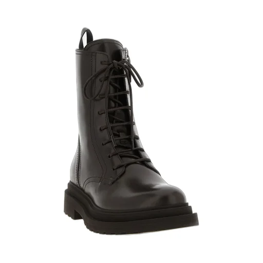Shiny Loop Detail Combat Boots