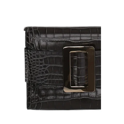 Buckle Detailed Embossed Crossbody Bag