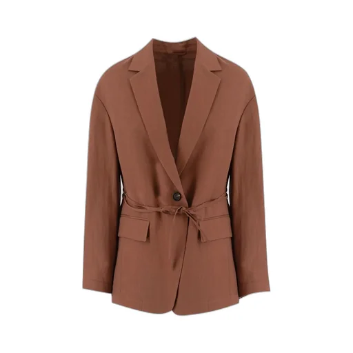 Tied-Waist Buttoned Jacket