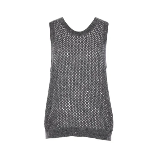 Open Knitted Sleeveless Sweater