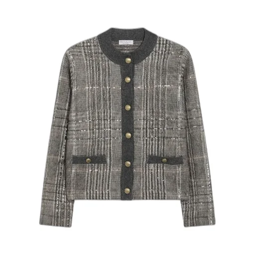 Dazzling Checked Jacquard Cardigan