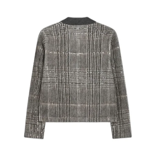 Dazzling Checked Jacquard Cardigan