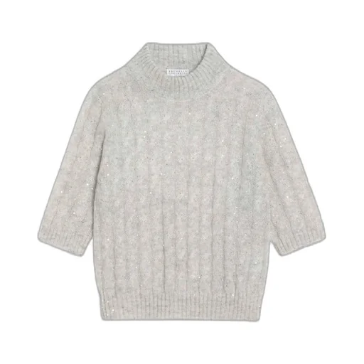 Sequin Embellished High-Neck Sweater