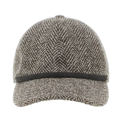 Herringbone Tweed Curved Brim Cap