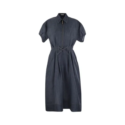 Zipped Denim Maxi Dress