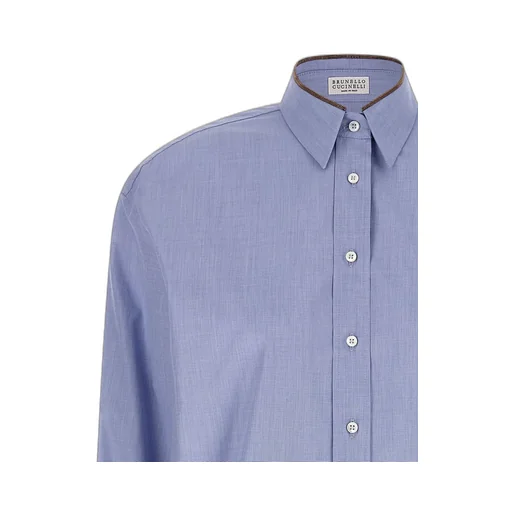 Long-Sleeved Curved Hem Shirt