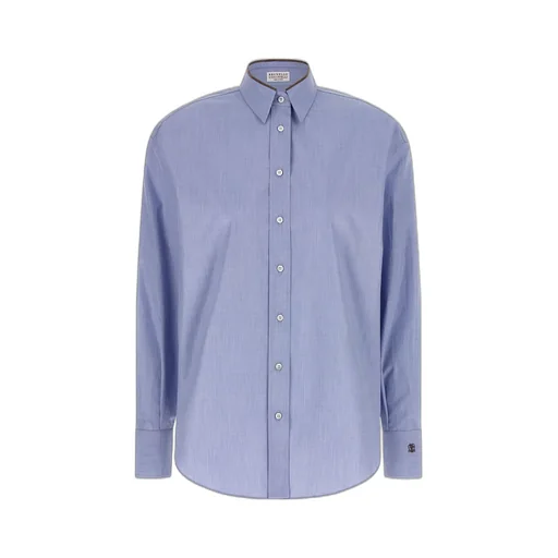 Long-Sleeved Curved Hem Shirt