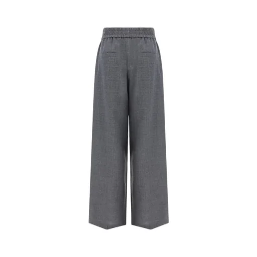 High-Waist Elastic-Waist Wide-Leg Trousers