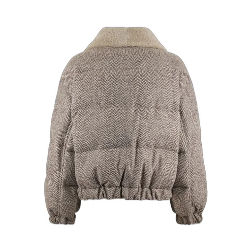 Herringbone Zip-Up Quilted Jacket