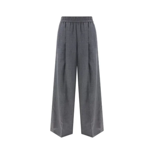 High-Waist Elastic-Waist Wide-Leg Trousers