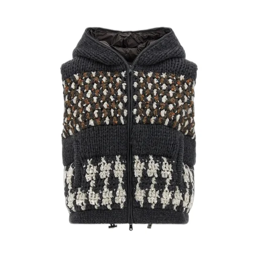Macro Prince Of Wales Opera Knit Hooded Down Vest