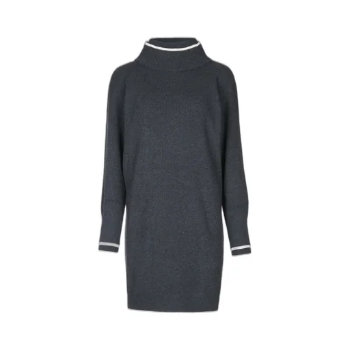 High Neck Ribbed Mini Dress