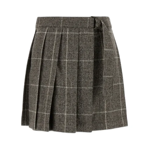 Pleated Check Midi Skirt