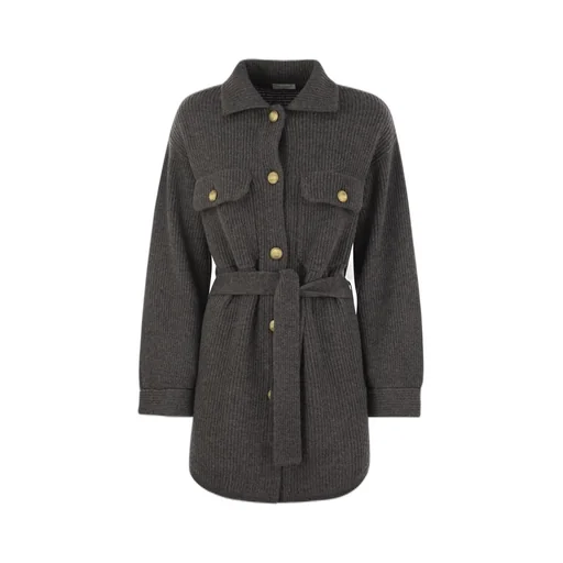 Long-Sleeved Ribbed Belted Cardigan
