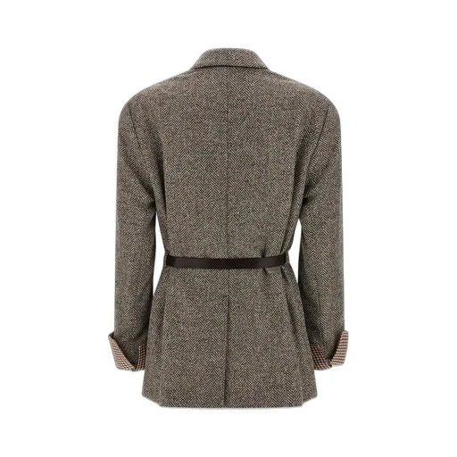 Peak Lapel Belted Blazer