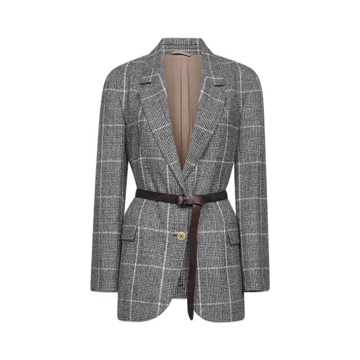 Checked Belted Jacket