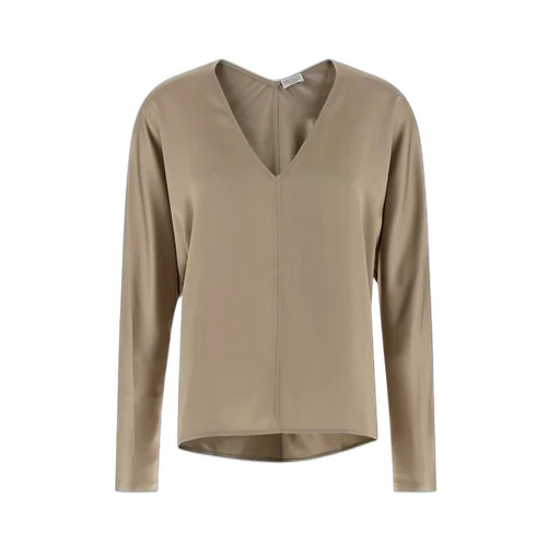 V-Neck Long-Sleeved Blouse