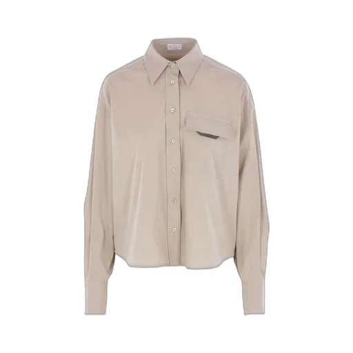 Monili Detail Curved Hem Shirt