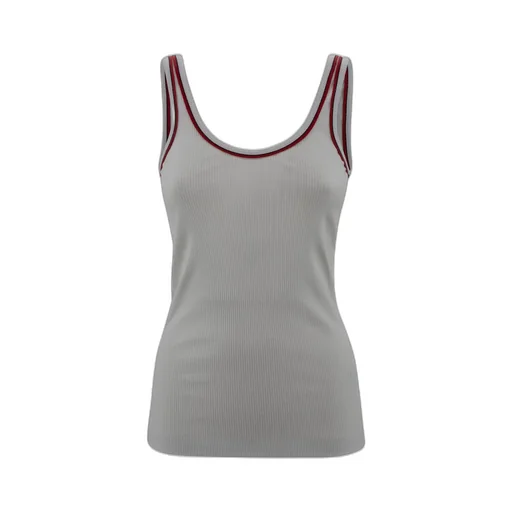 Piped-Trim Ribbed Tank Top