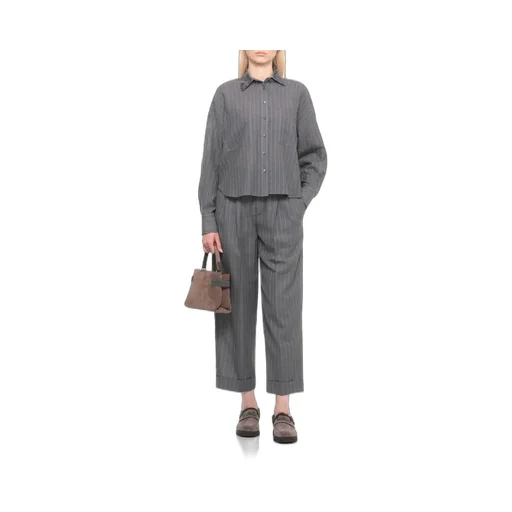 Pinstriped Cropped Pants