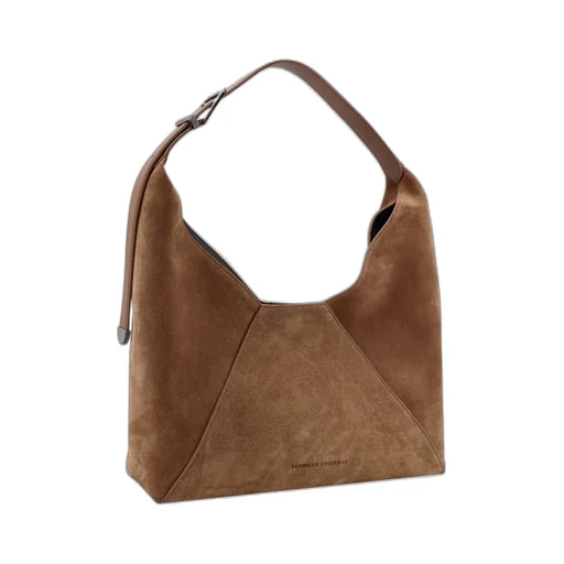Logo Printed Panelled Shoulder Bag