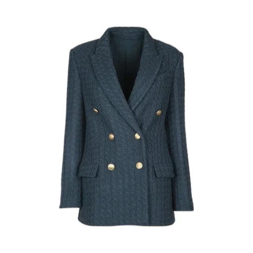 Double-Breasted Knitted Blazer