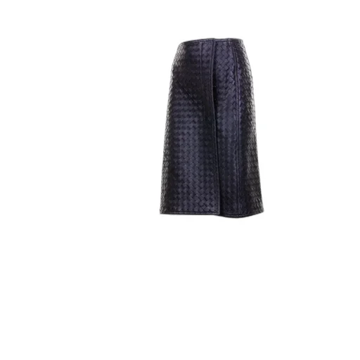Intrecciato Leather Midi Skirt